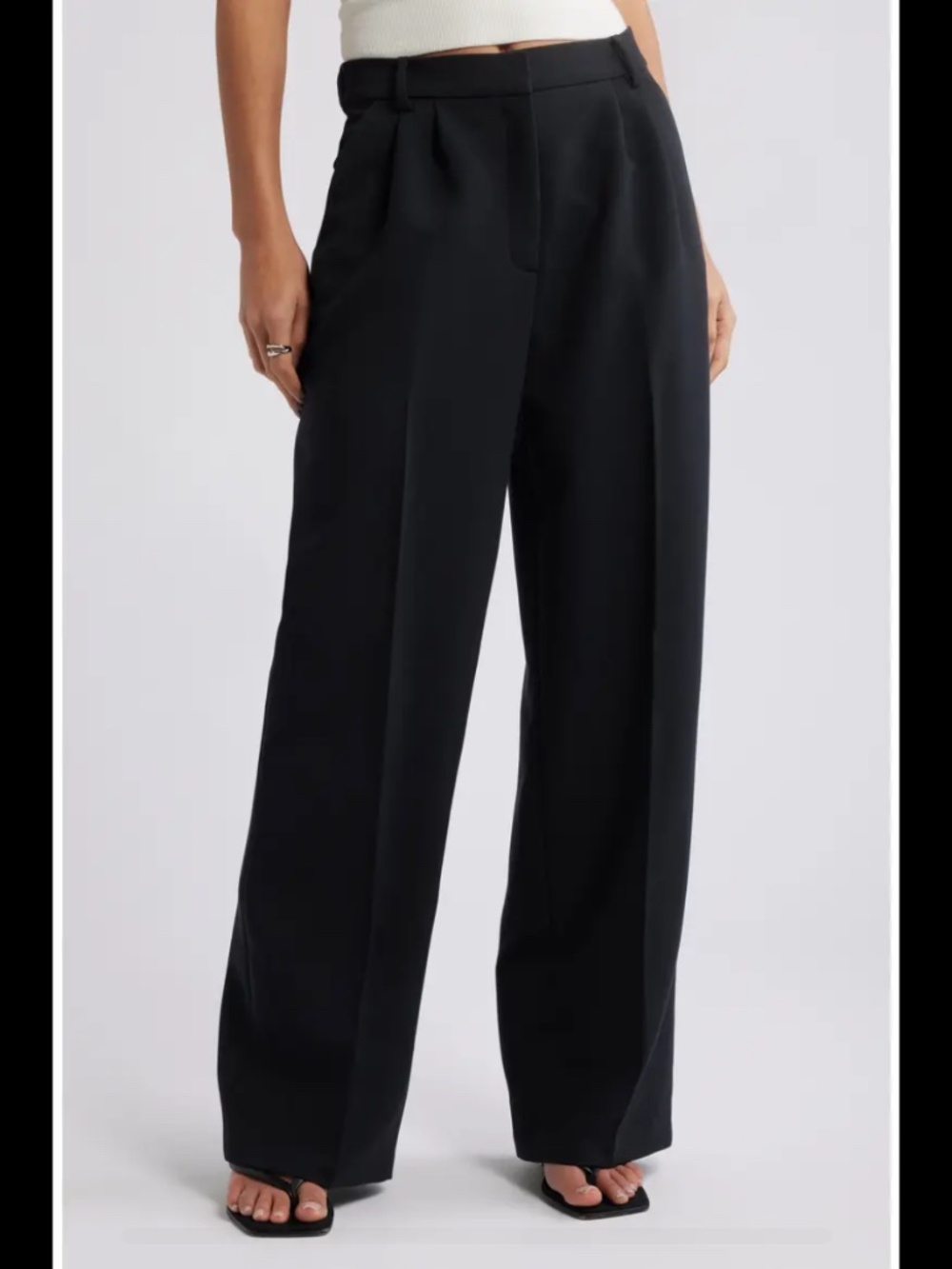 Open Edit Trousers Wide Leg High Waisted Pants Black